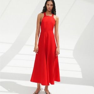 Zara tea length cross back red dress